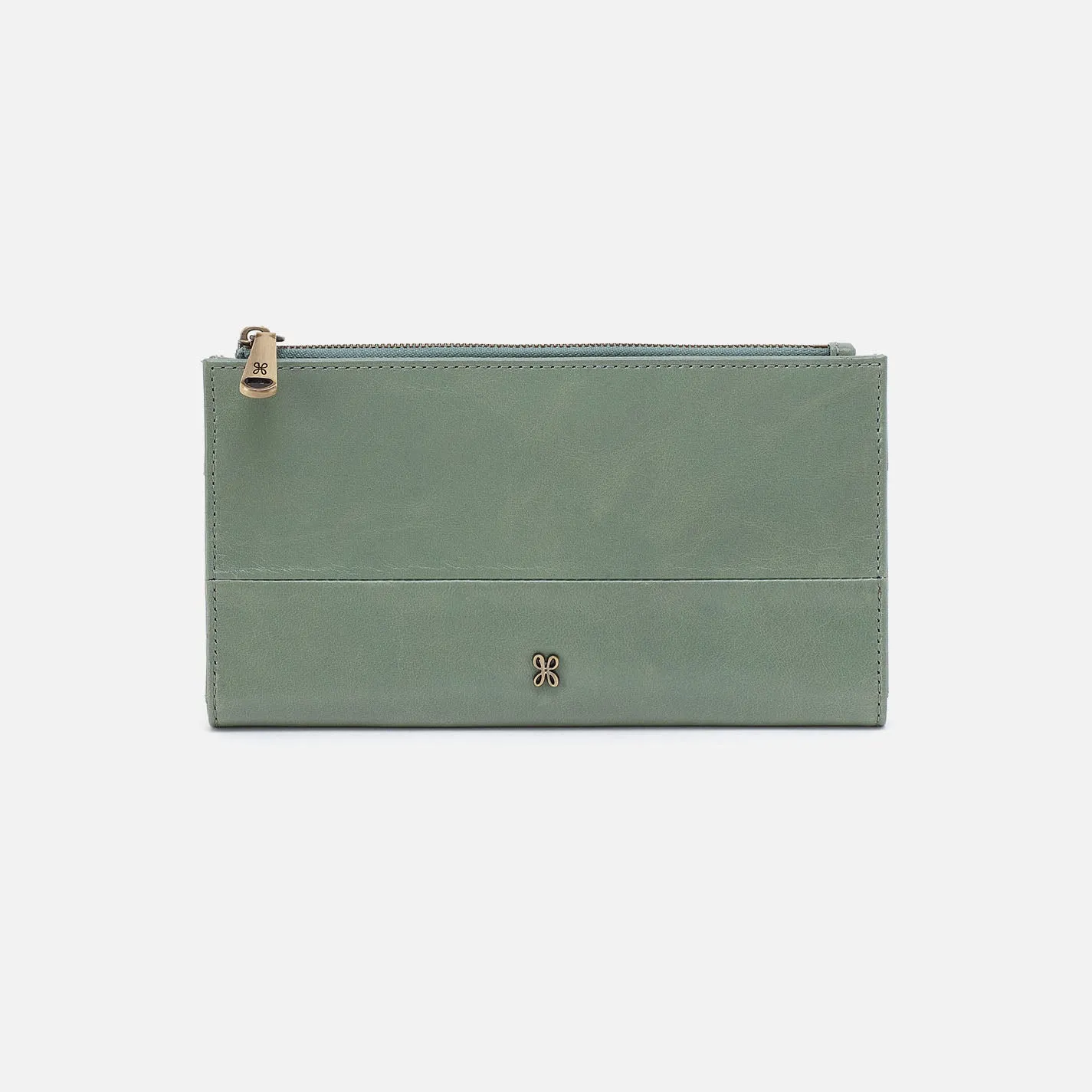 Jill Large Bifold Wallet In Polished Leather - Jade