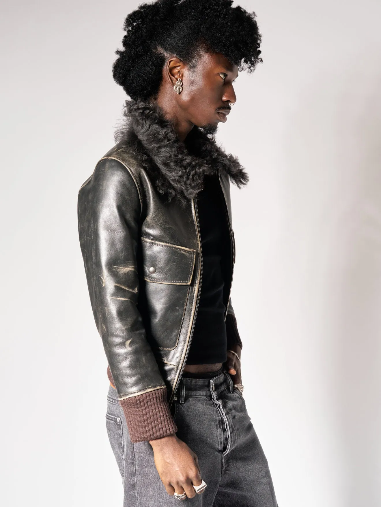 JONAS AVIATOR LEATHER JACKET IN VINTAGE BROWN - Man