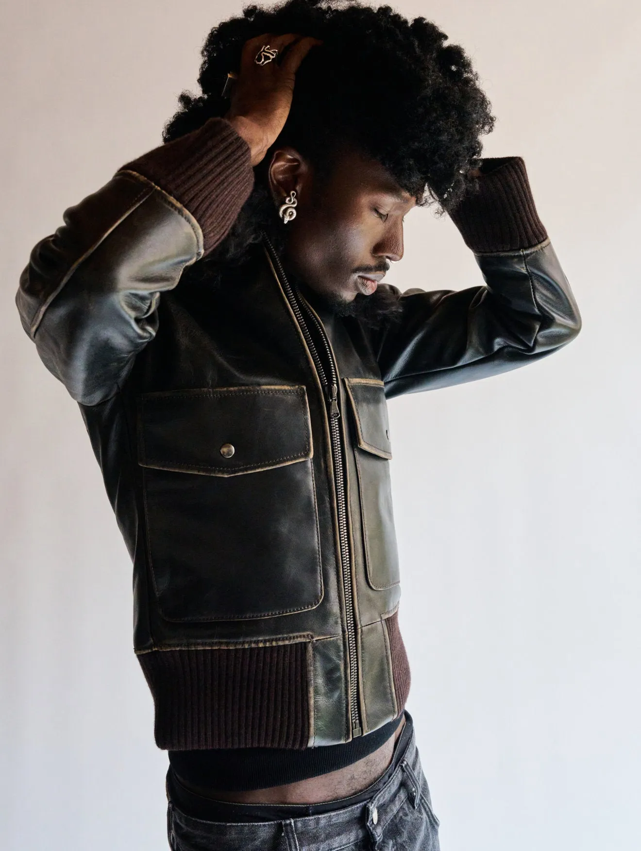 JONAS AVIATOR LEATHER JACKET IN VINTAGE BROWN - Man