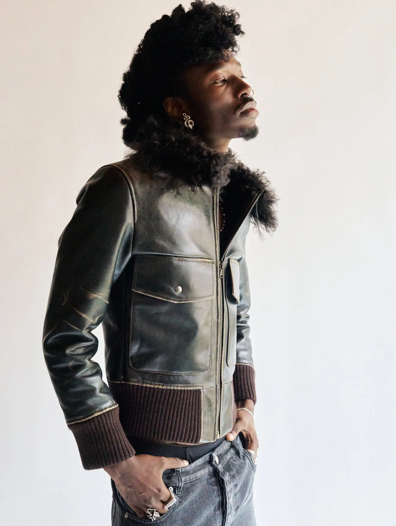 JONAS AVIATOR LEATHER JACKET IN VINTAGE BROWN - Man