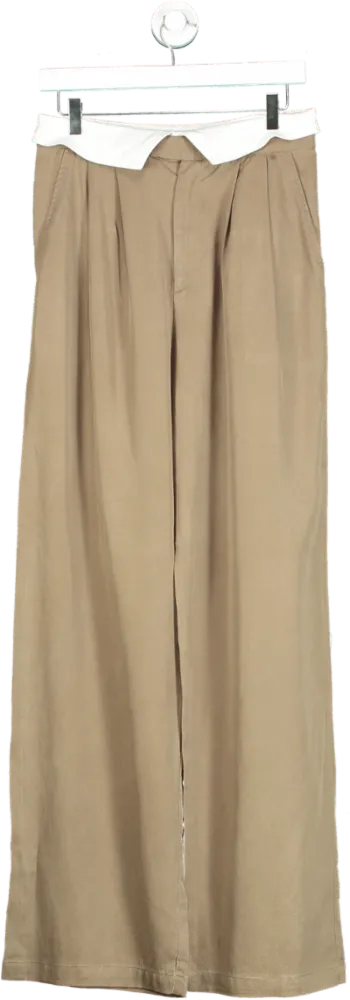 Joseph Beige Wide-Leg Trousers UK 10