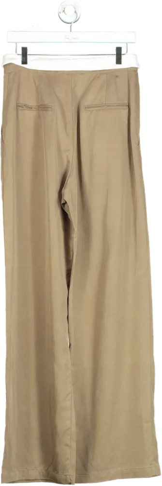 Joseph Beige Wide-Leg Trousers UK 10