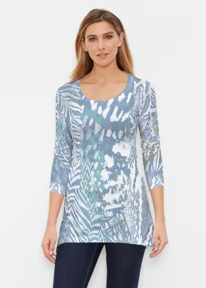 Jungle Warrior Blue (7850) ~ Buttersoft 3/4 Sleeve Tunic