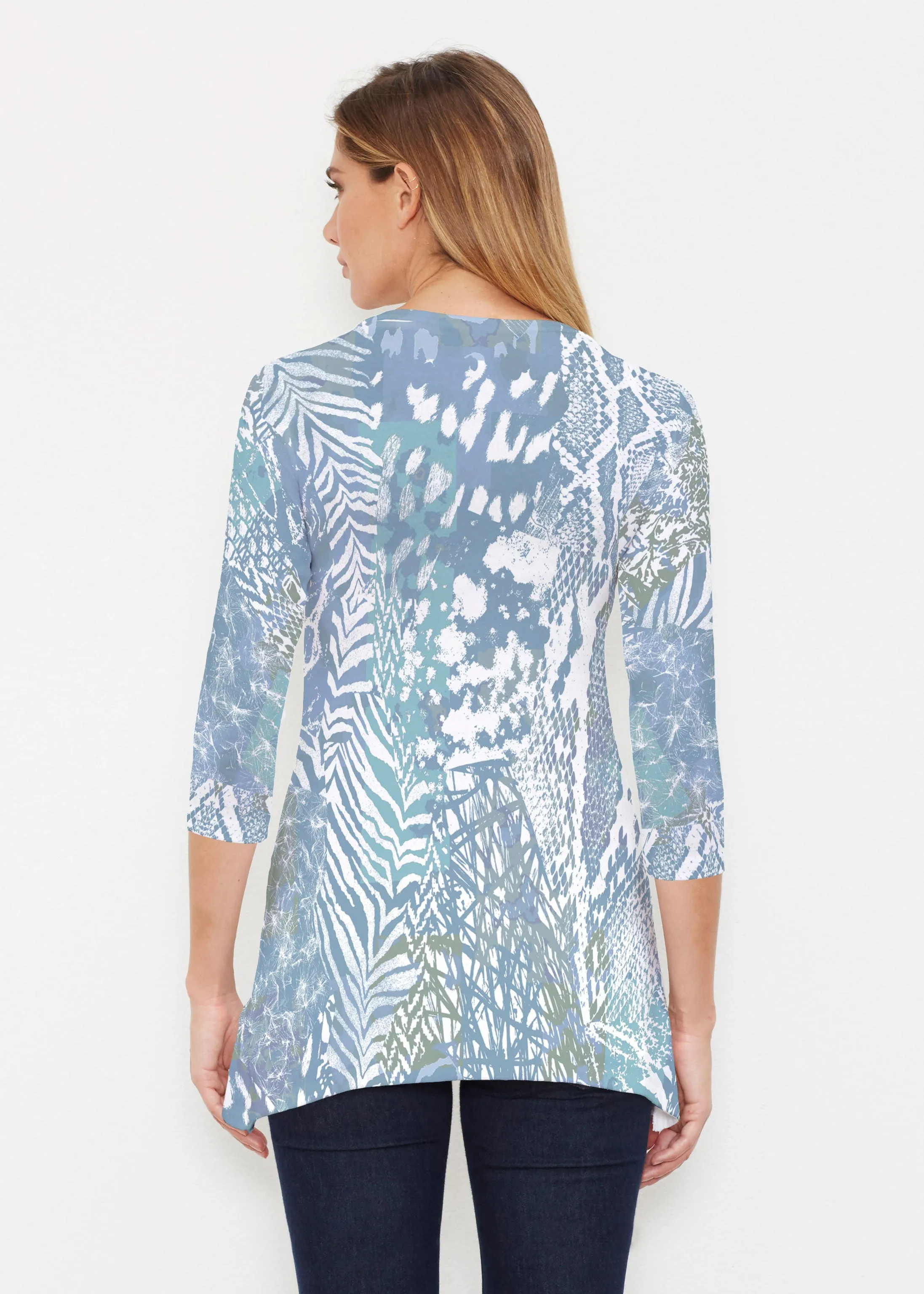 Jungle Warrior Blue (7850) ~ Buttersoft 3/4 Sleeve Tunic