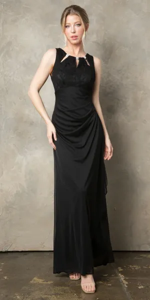 Juno 1017 Sleeveless Long Dress with Stylish Neckline