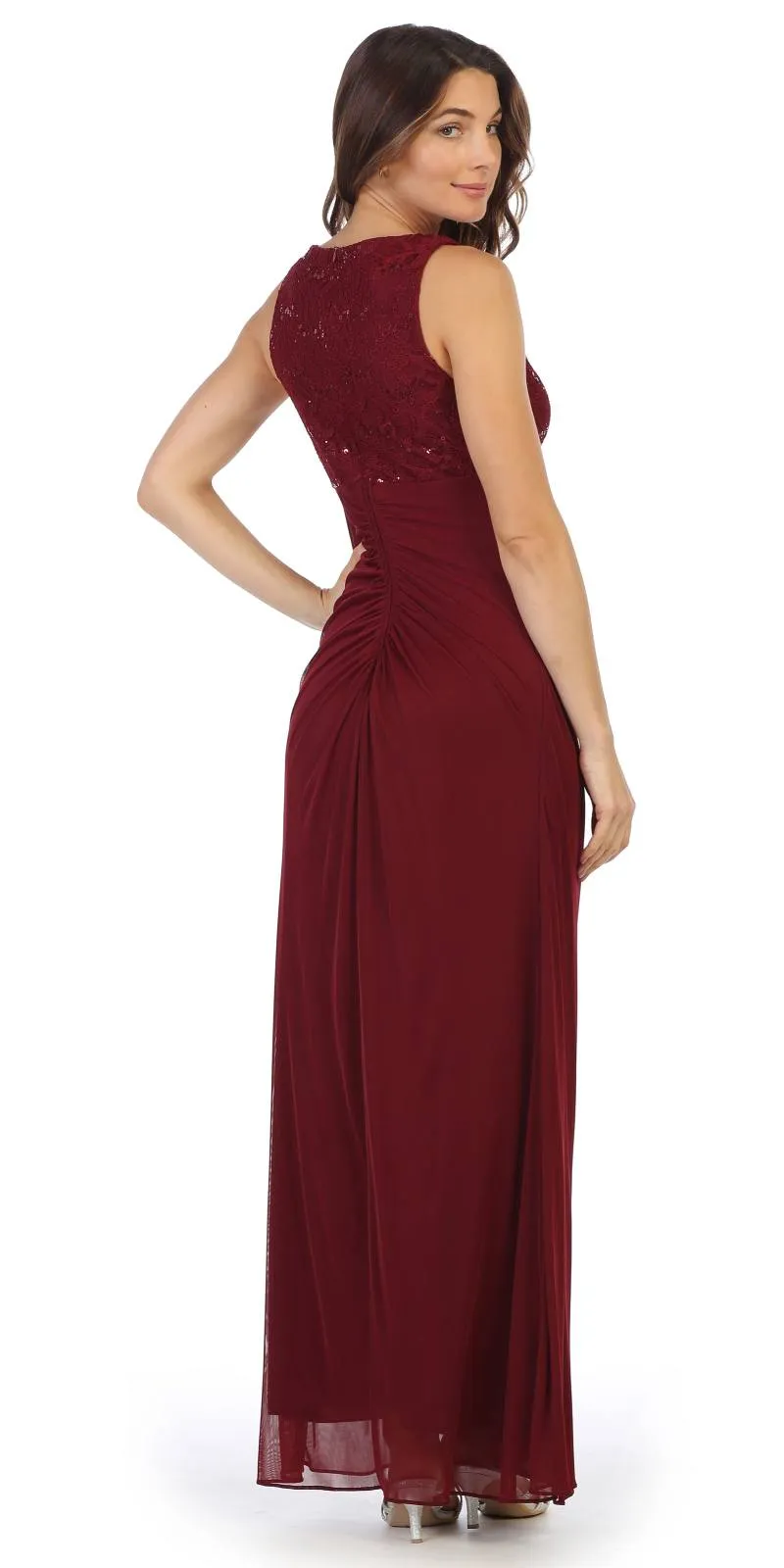 Juno 1017 Sleeveless Long Dress with Stylish Neckline
