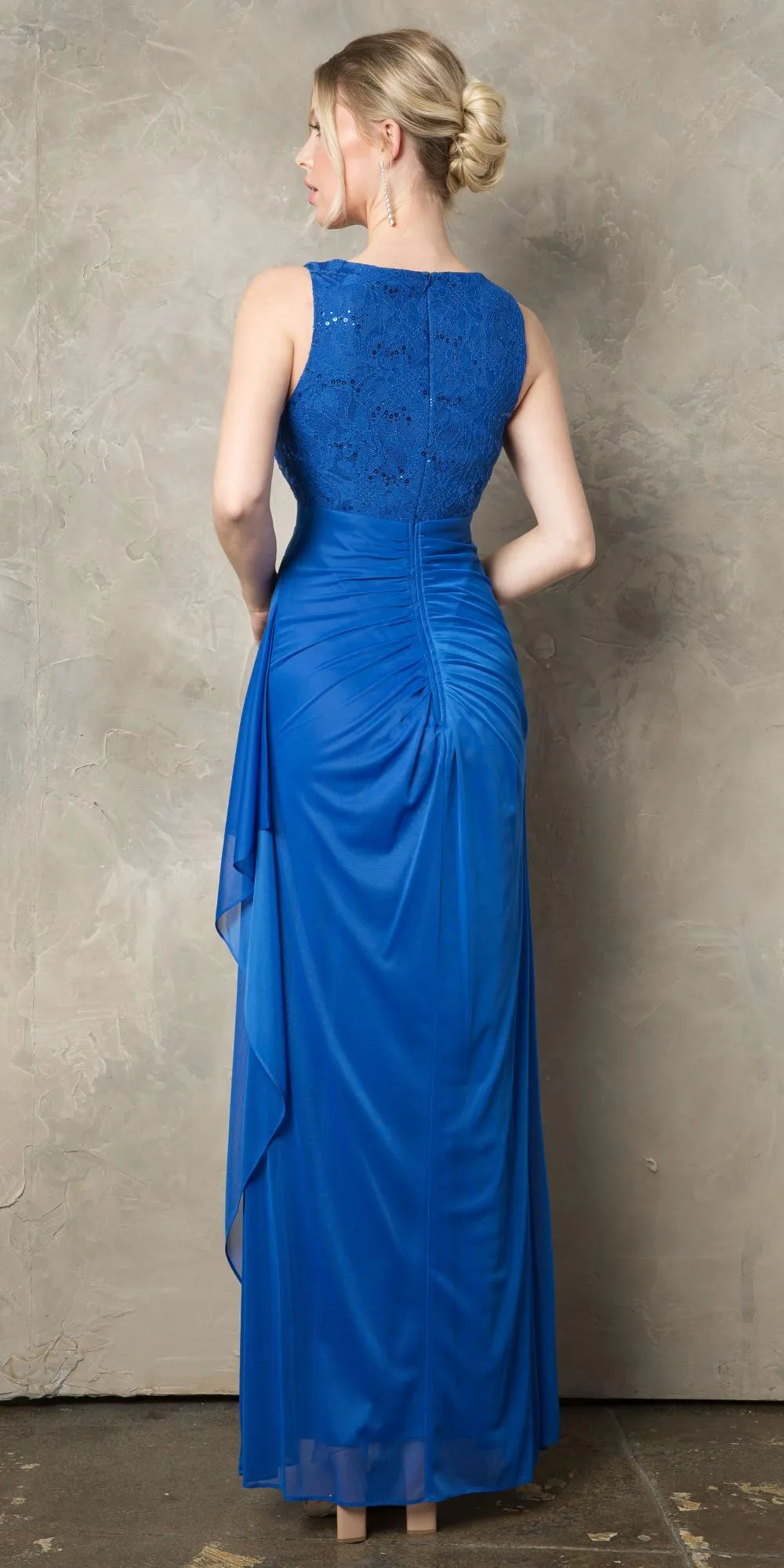 Juno 1017 Sleeveless Long Dress with Stylish Neckline