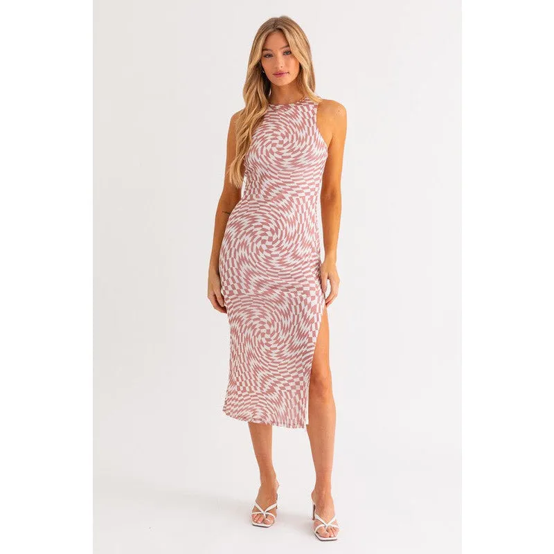 Keep The Fun Midi Dress w/ Slit - Soft Pink