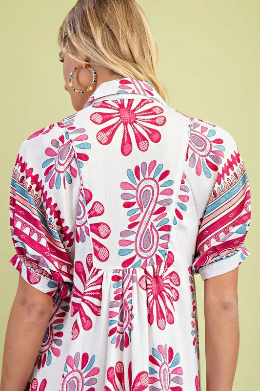 Kelly Printed Smocked Yoke Maxi Dress