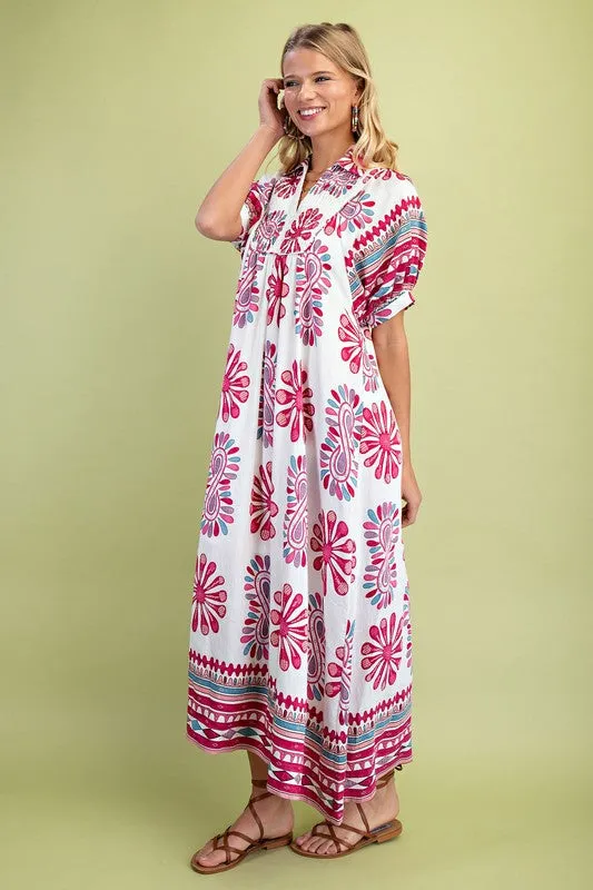 Kelly Printed Smocked Yoke Maxi Dress
