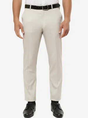 Khaki Solid Classic Fit Formal Trouser | JadeBlue
