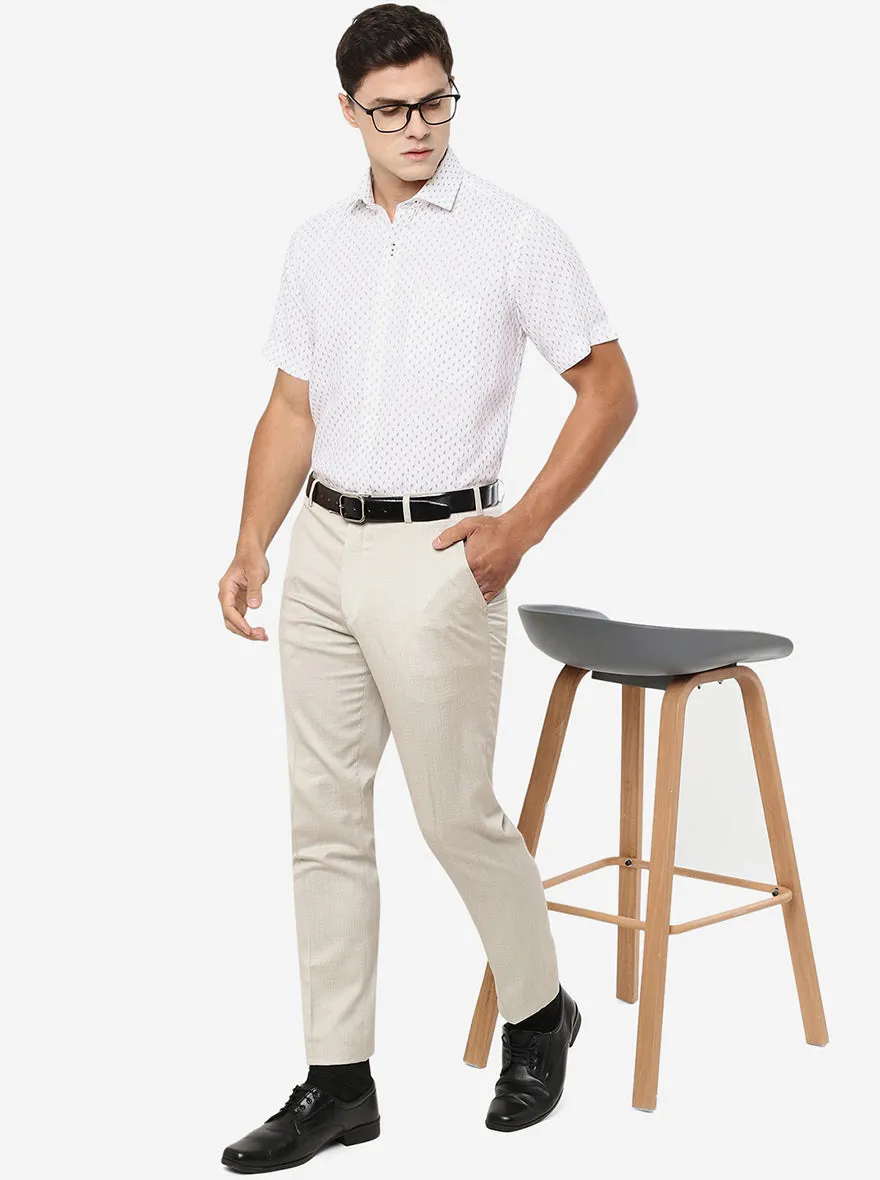 Khaki Solid Classic Fit Formal Trouser | JadeBlue