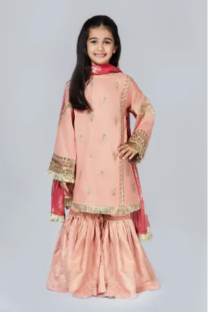 Kids Gharara Dress for Eid in Peach Color #N9019