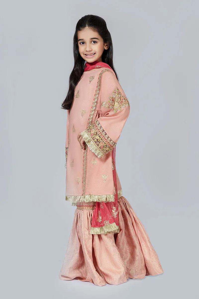 Kids Gharara Dress for Eid in Peach Color #N9019