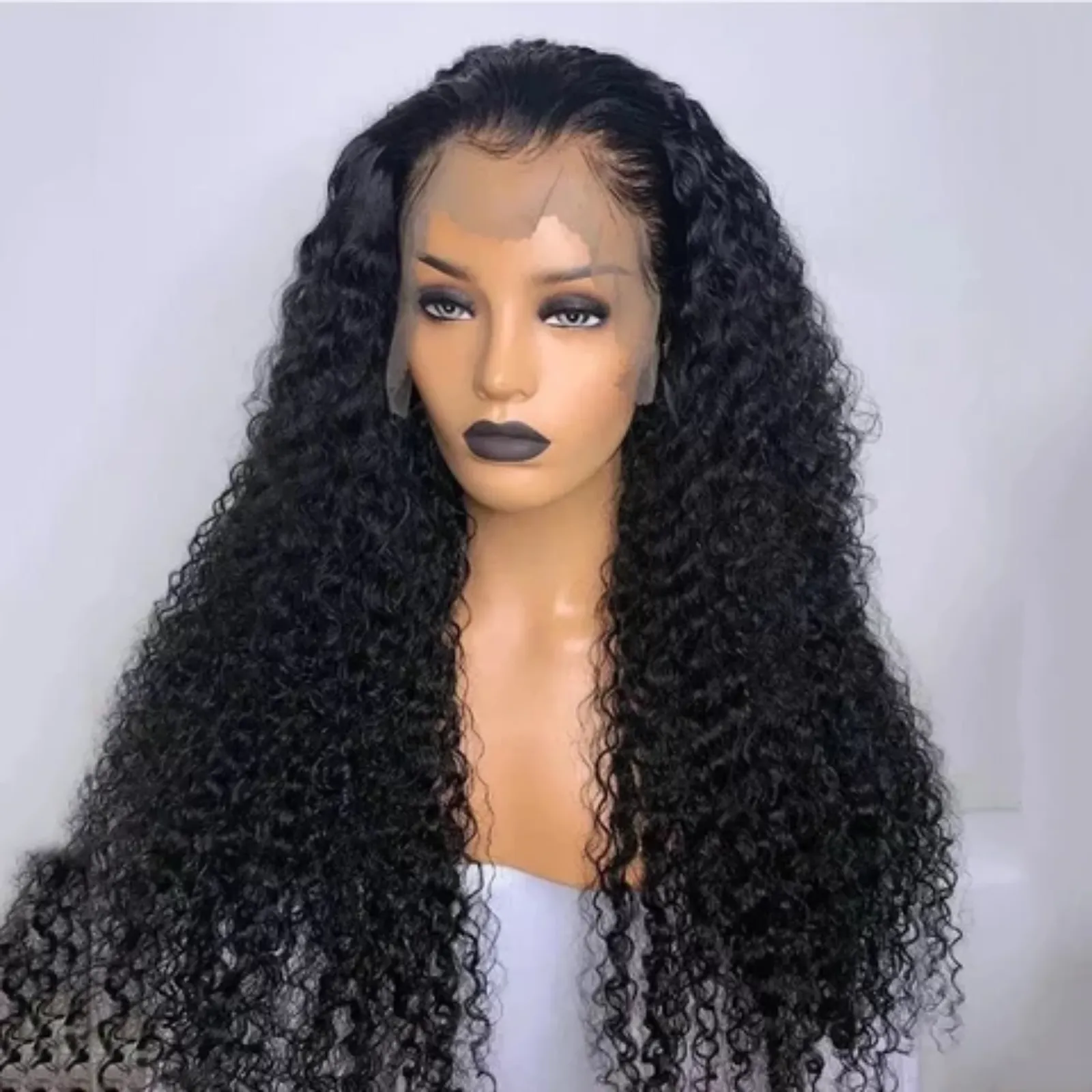 kinky curly human hair lace front wig/180% Density curly human hair wig