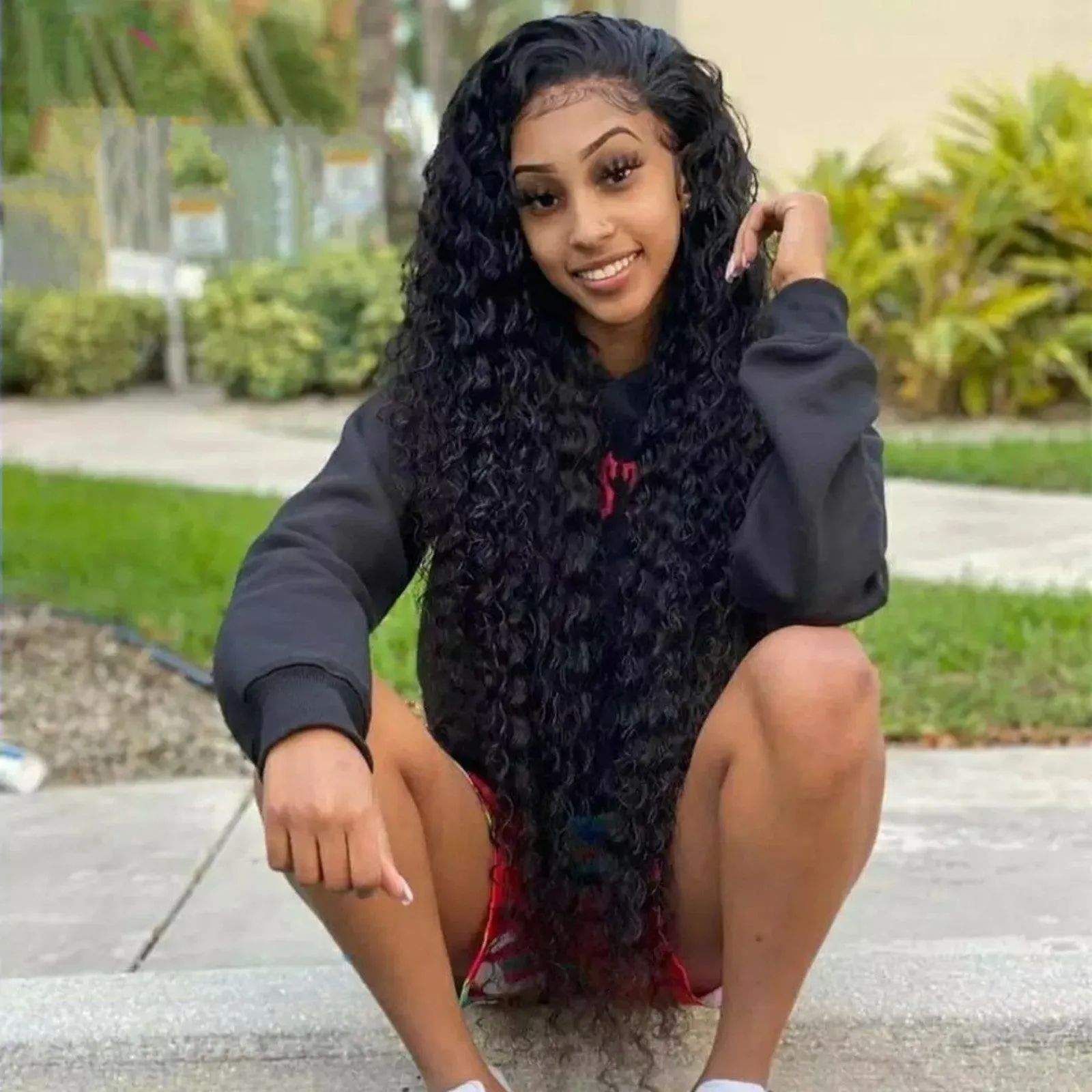 kinky curly human hair lace front wig/180% Density curly human hair wig