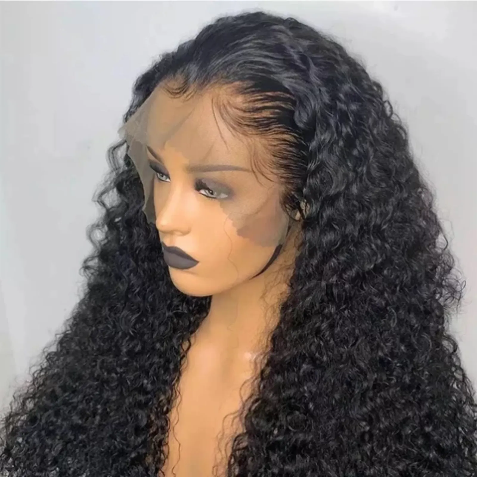 kinky curly human hair lace front wig/180% Density curly human hair wig