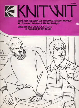 Knitwit 9200 Mens Pullover Sweatshirts & Shirts 1970s Vintage Sewing Master Pattern Size 34 - 46 UNCUT Factory Folded