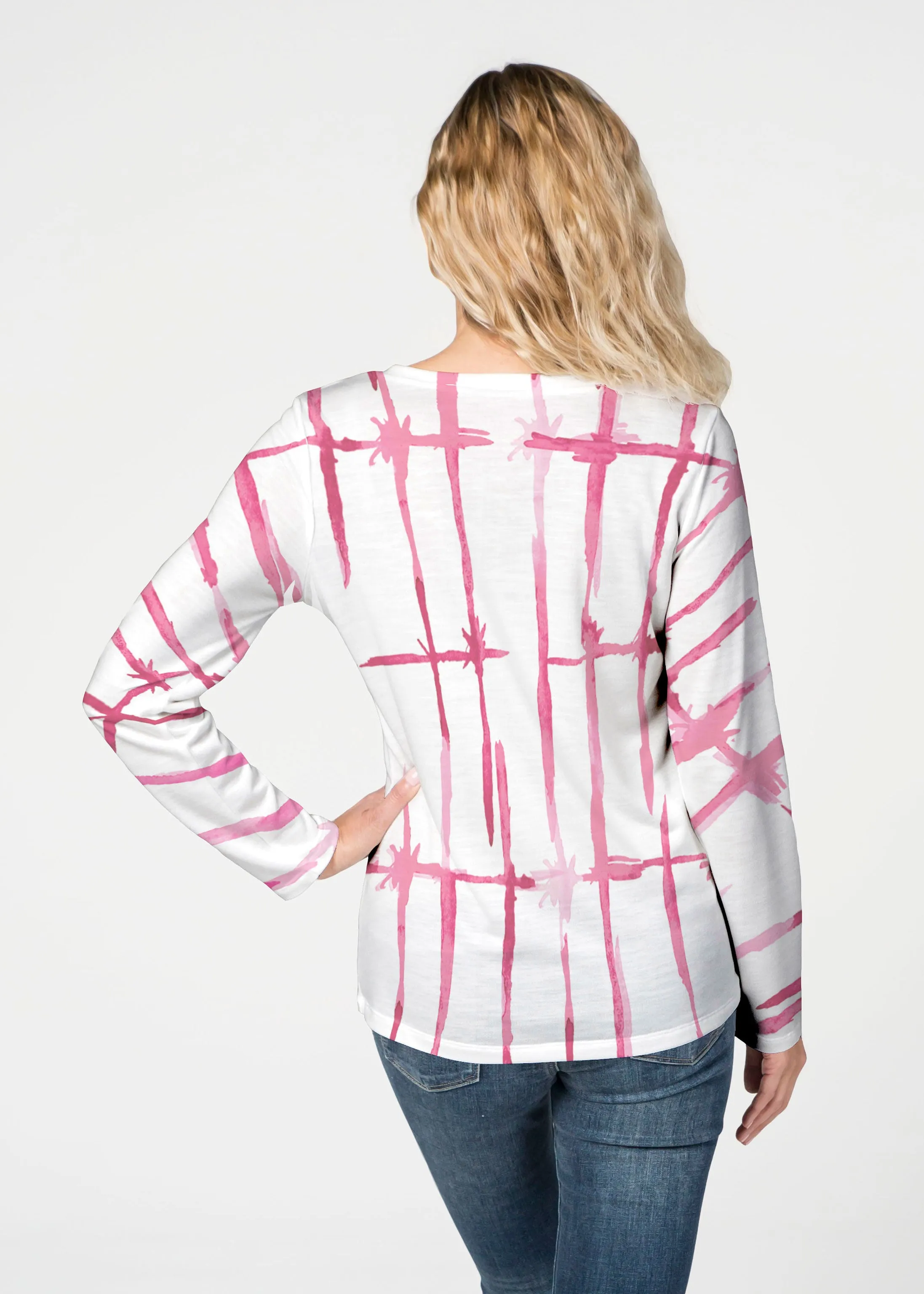Knotted Pink (7897) ~ French Terry V-neck Top