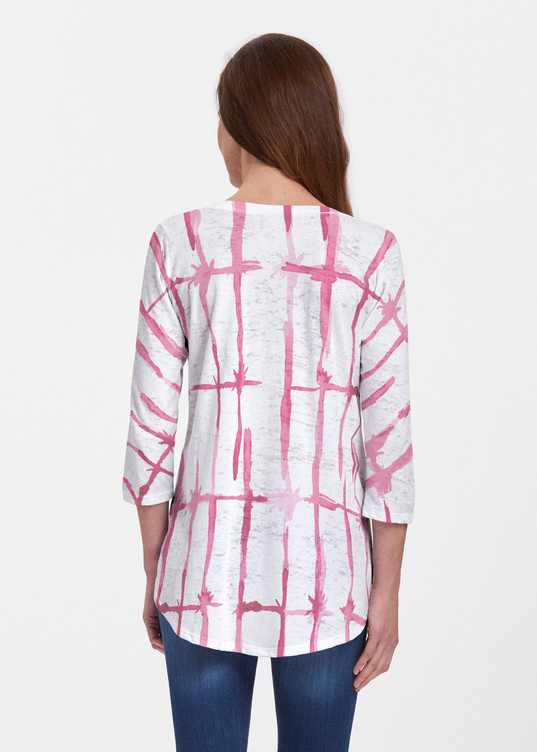 Knotted Pink (7897) ~ V-neck Flowy Tunic