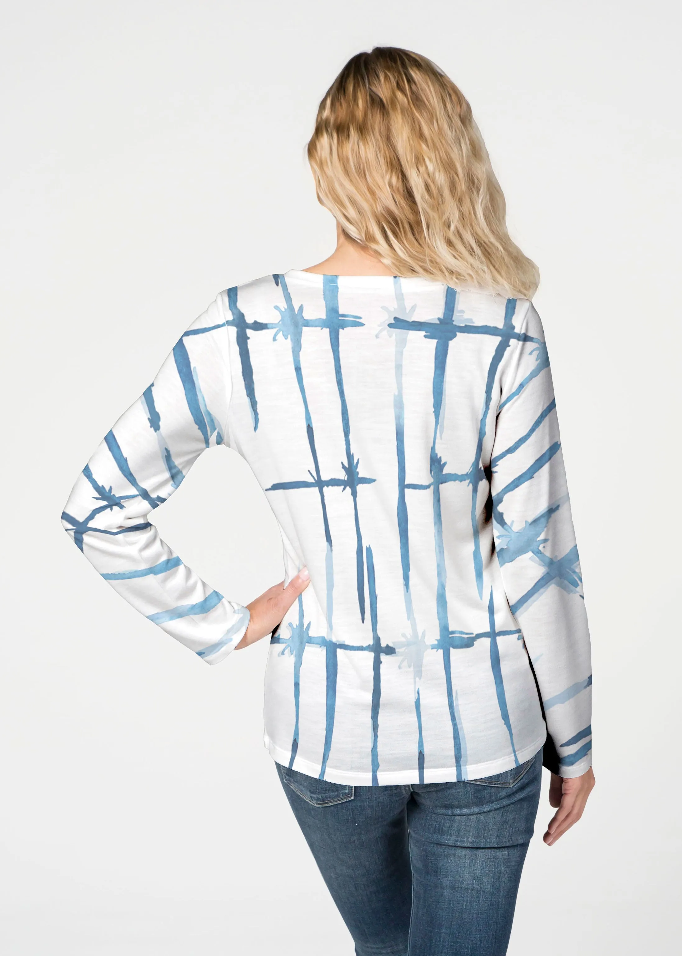 Knotted Tie Dye (7844) ~ French Terry V-neck Top