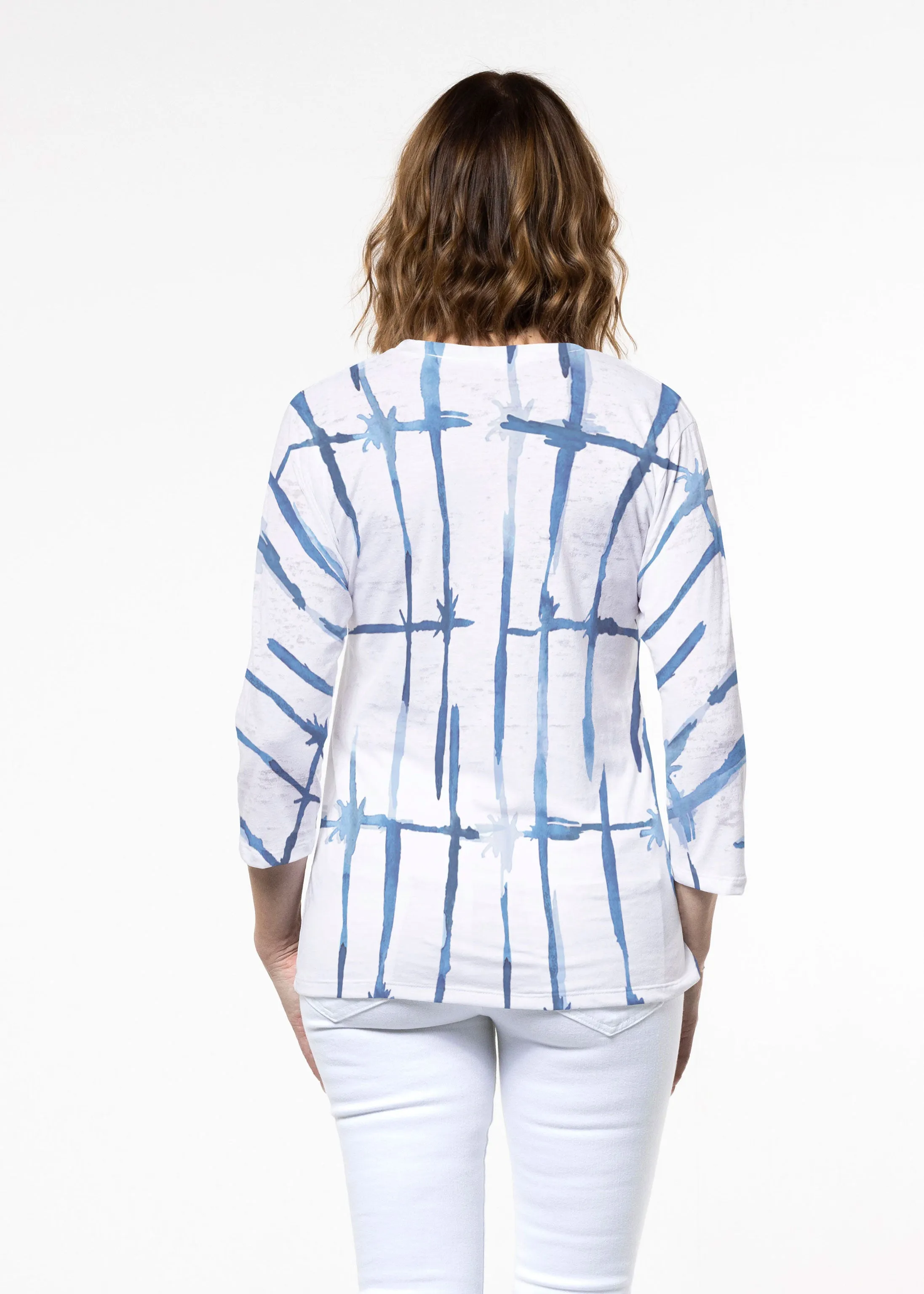 Knotted Tie Dye (7844) ~ Signature 3/4 Sleeve Crew Neck Top