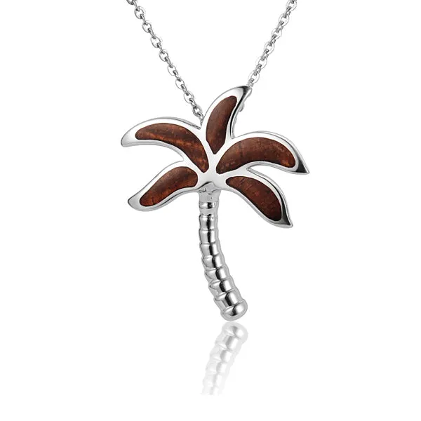 KOA Wood inlaid Sterling Silver Palm Tree Pendant (Chain Sold Separately)