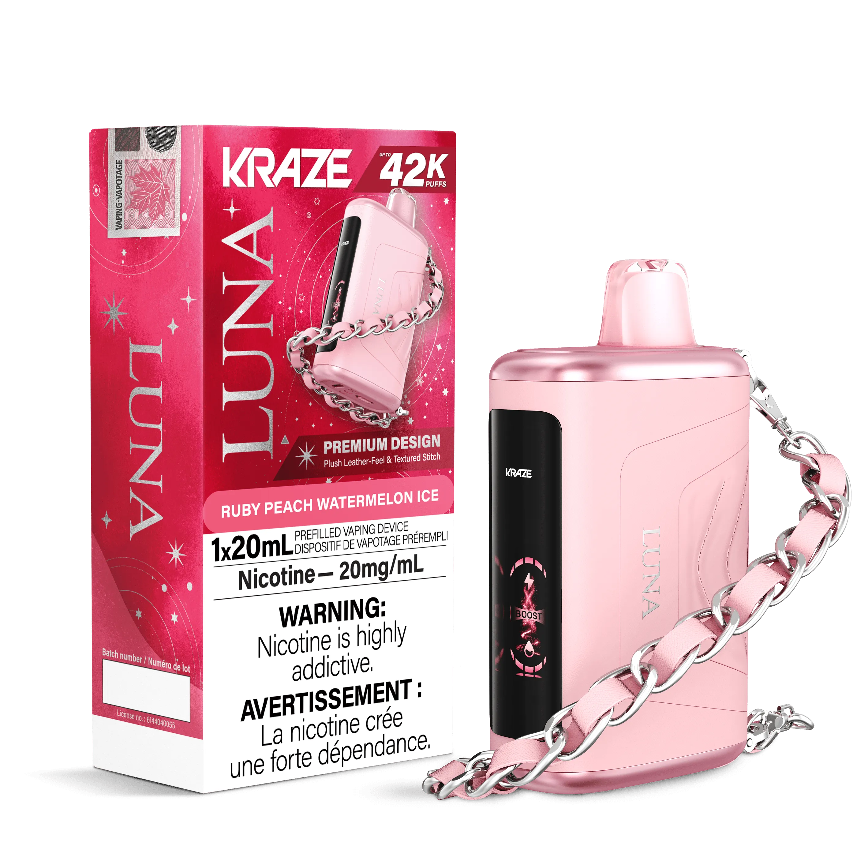 Kraze Luna - Ruby Peach Watermelon Ice Disposable Vape