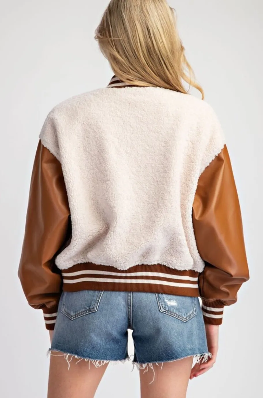 Kris Burly Faux Fur Varsity Jacket