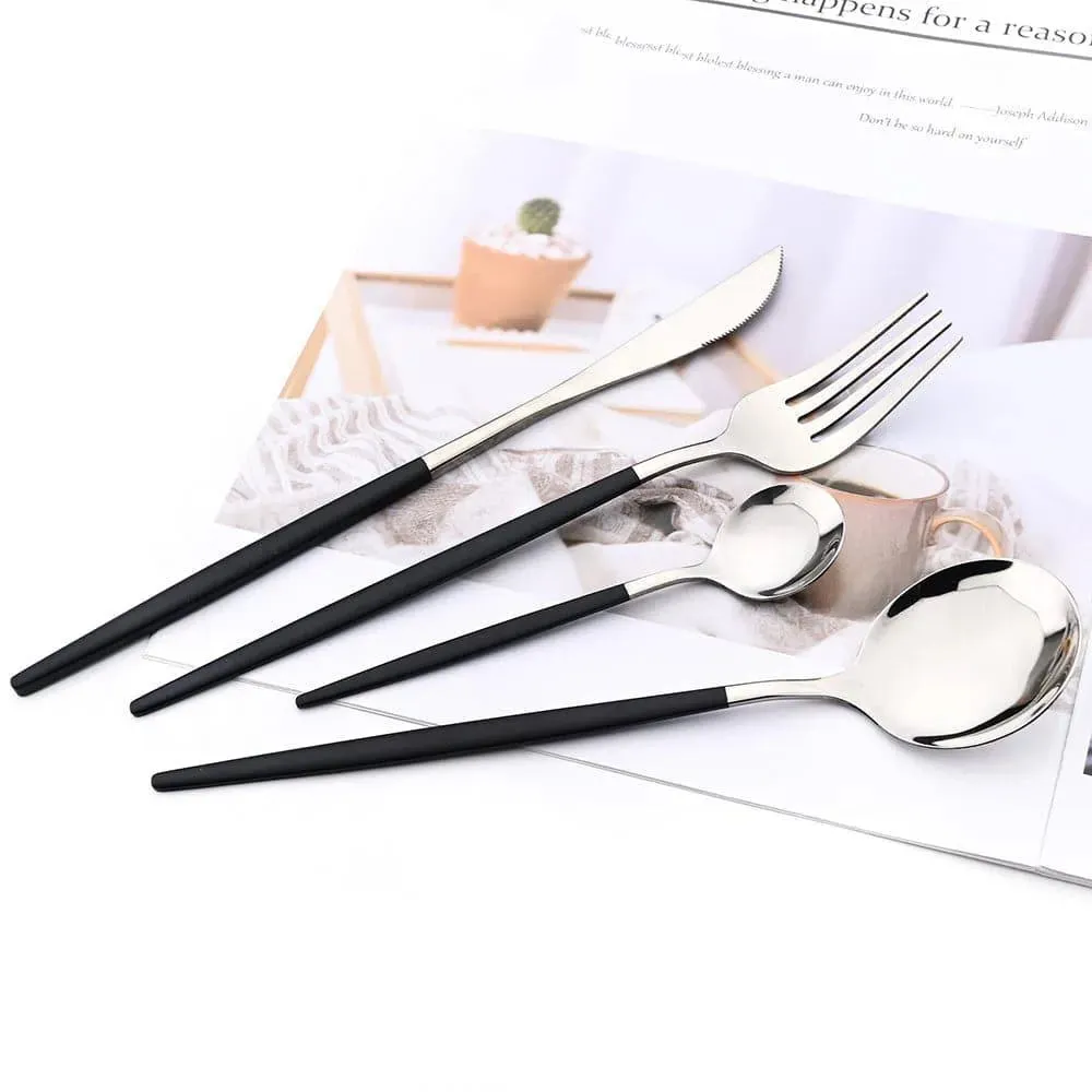 Kyoto 24-piece Cutlery Set in Polished Steel with Enamel Handle