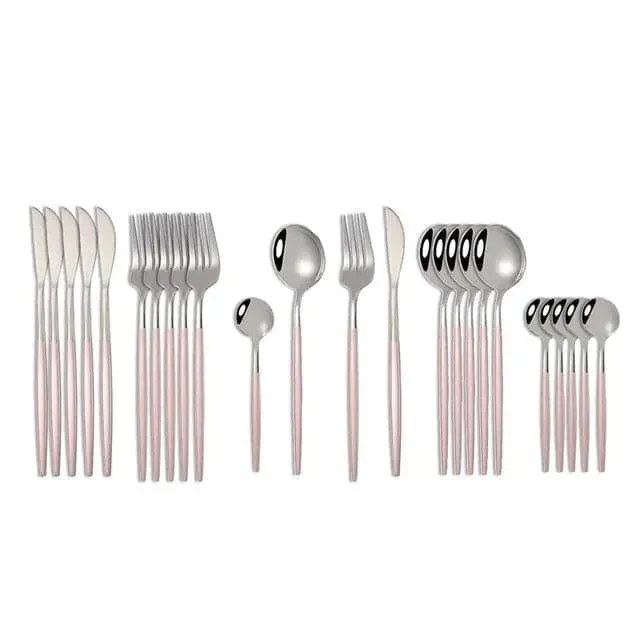 Kyoto 24-piece Cutlery Set in Polished Steel with Enamel Handle