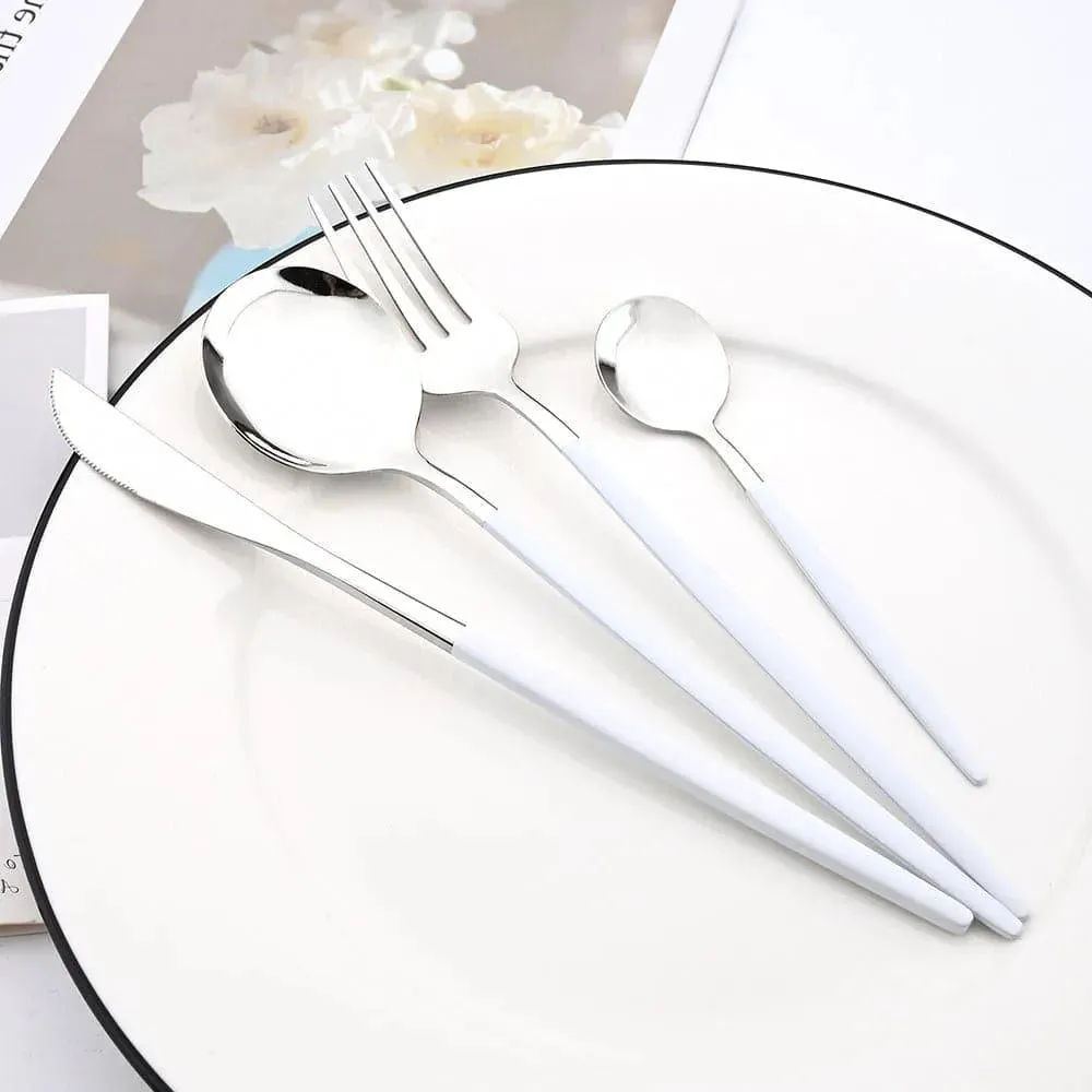 Kyoto 24-piece Cutlery Set in Polished Steel with Enamel Handle