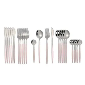 Kyoto 24-piece Cutlery Set in Polished Steel with Enamel Handle