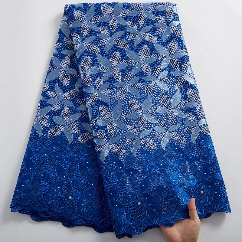 Lace Fabric White African Cotton Lace Fabric 2021 Swiss Voile Cotton Fabrics Sewing Embroidery Dresses For Women Wedding A 2403