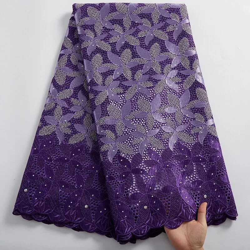 Lace Fabric White African Cotton Lace Fabric 2021 Swiss Voile Cotton Fabrics Sewing Embroidery Dresses For Women Wedding A 2403