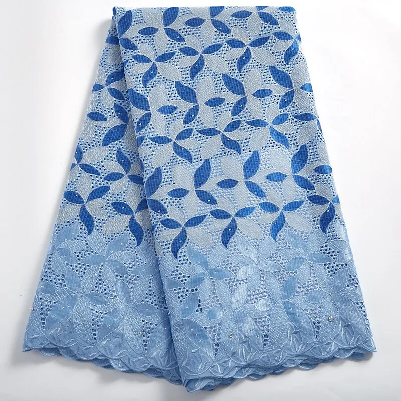 Lace Fabric White African Cotton Lace Fabric 2021 Swiss Voile Cotton Fabrics Sewing Embroidery Dresses For Women Wedding A 2403
