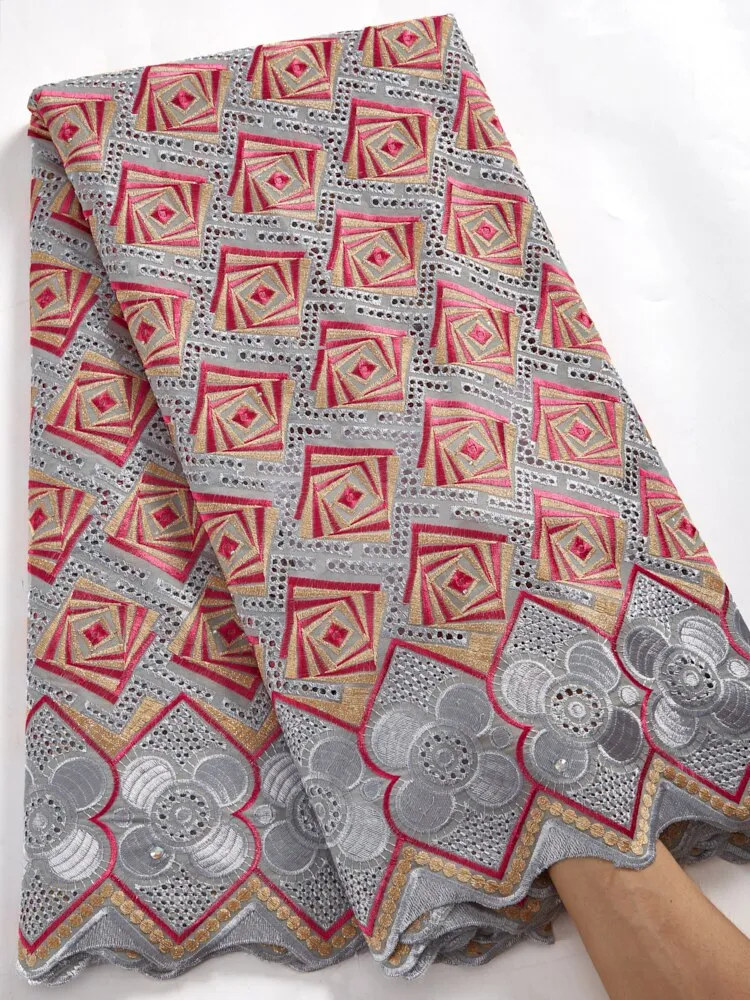 Lace Fabric White African Cotton Lace Fabric 2021 Swiss Voile Cotton Fabrics Sewing Embroidery Dresses For Women Wedding A 2403
