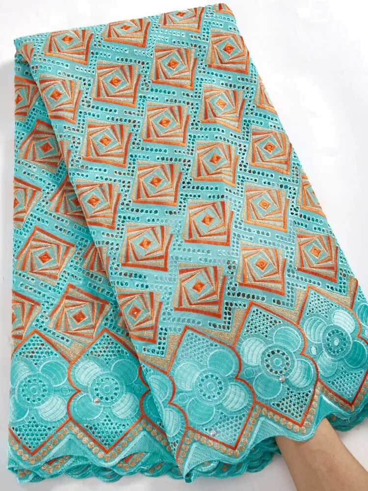 Lace Fabric White African Cotton Lace Fabric 2021 Swiss Voile Cotton Fabrics Sewing Embroidery Dresses For Women Wedding A 2403
