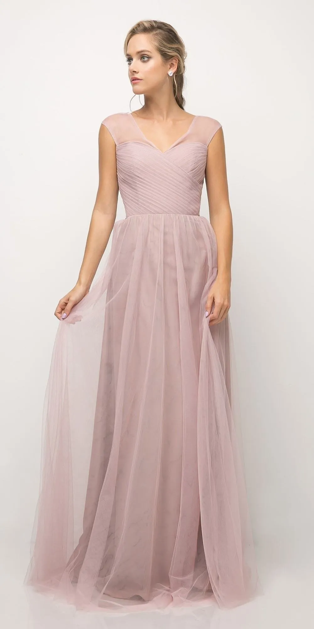 Ladivine ET320 Illusion V-Neck and Back Long Formal Dress Sleeveless