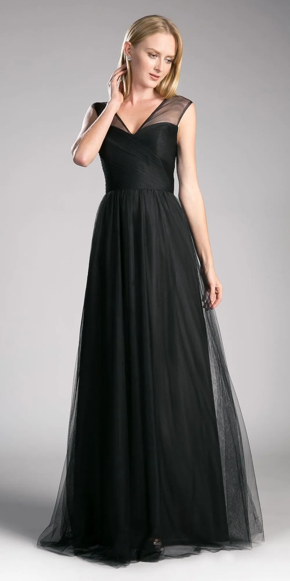 Ladivine ET320 Illusion V-Neck and Back Long Formal Dress Sleeveless