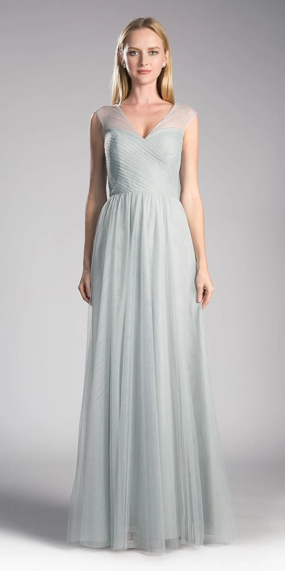 Ladivine ET320 Illusion V-Neck and Back Long Formal Dress Sleeveless