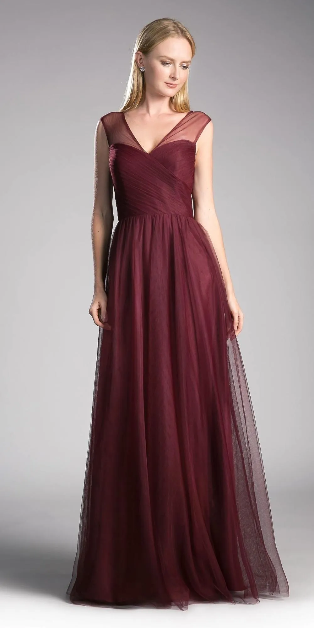 Ladivine ET320 Illusion V-Neck and Back Long Formal Dress Sleeveless