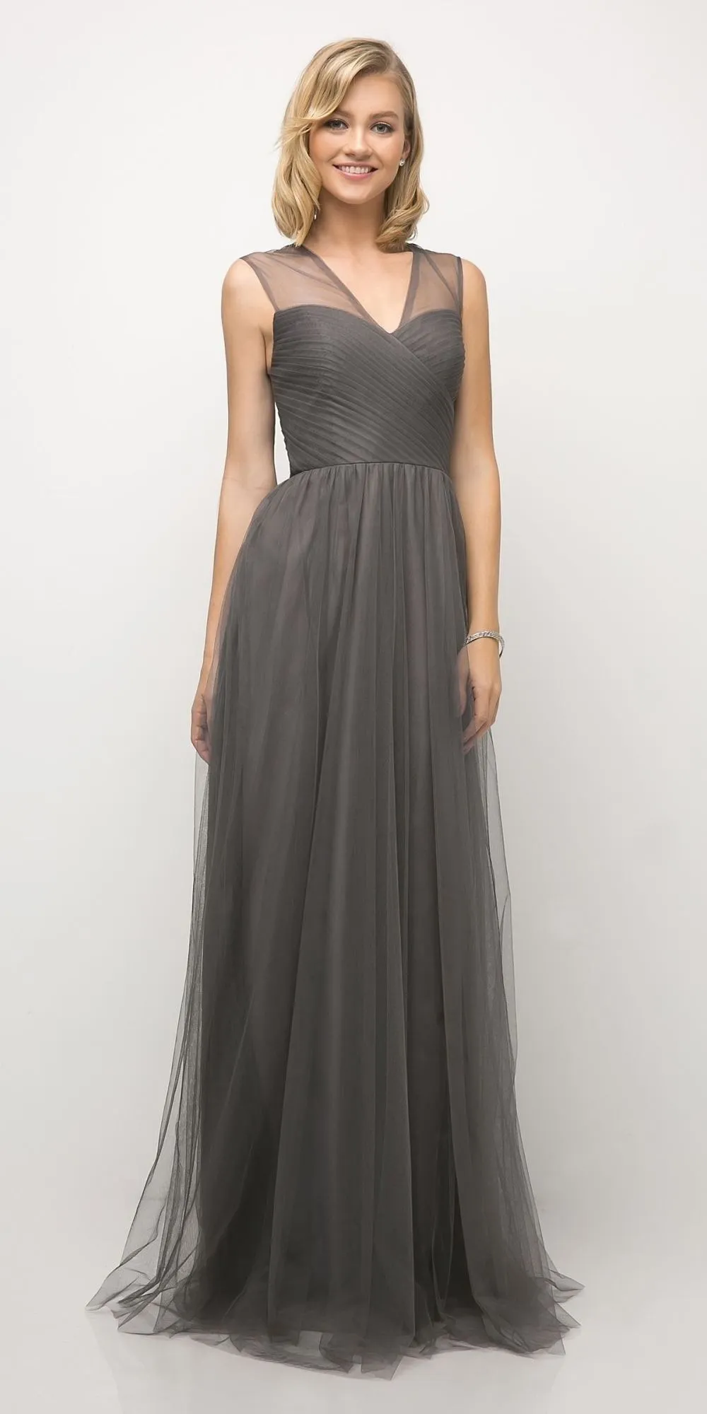 Ladivine ET320 Illusion V-Neck and Back Long Formal Dress Sleeveless