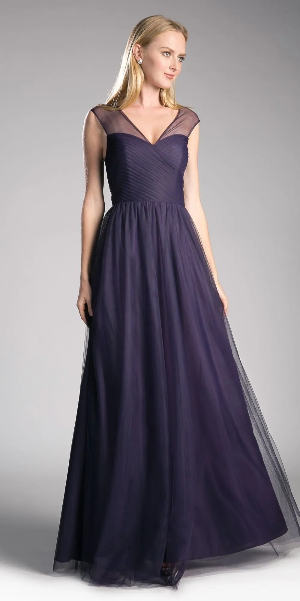 Ladivine ET320 Illusion V-Neck and Back Long Formal Dress Sleeveless