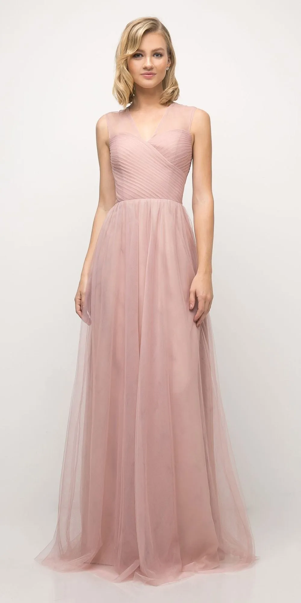 Ladivine ET320 Illusion V-Neck and Back Long Formal Dress Sleeveless