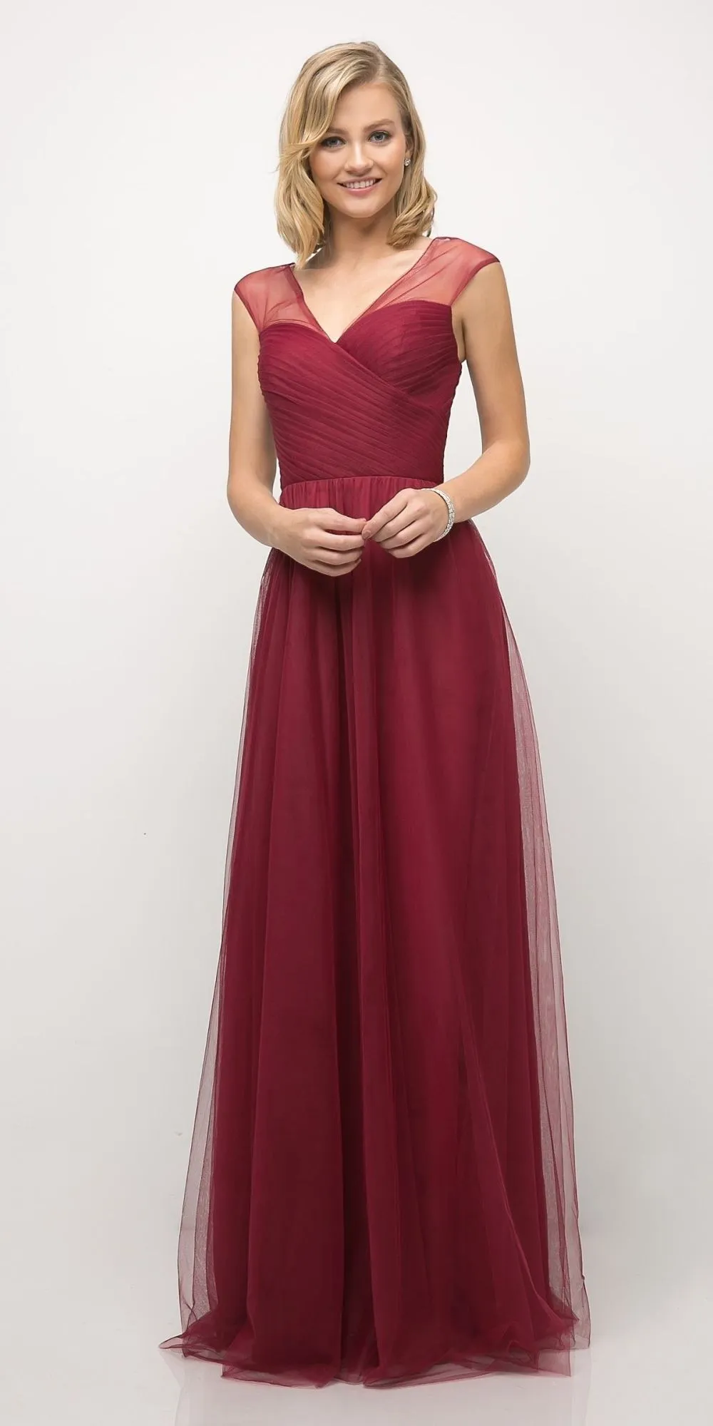 Ladivine ET320 Illusion V-Neck and Back Long Formal Dress Sleeveless