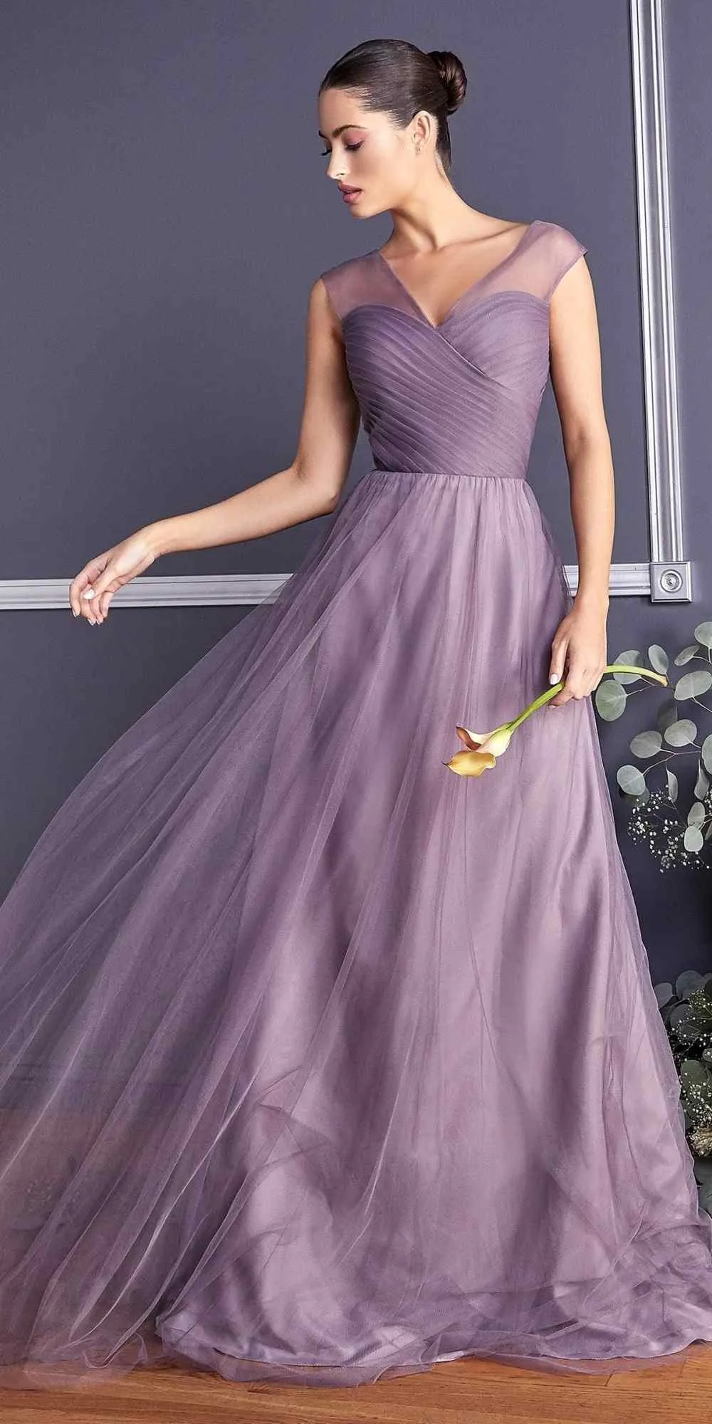 Ladivine ET320 Illusion V-Neck and Back Long Formal Dress Sleeveless