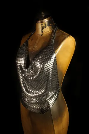 Large Metal Mesh Halter Top