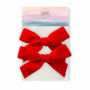 Large Velvet | Pigtail Set - Hand-Tied Bows