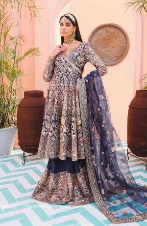 Latest Blue Dress Pakistani in Angrakha Style #PF394